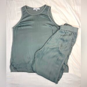 Red Haute Gray Satiny Tank Top and Joggers Matching Set Loungewear Women’s XS